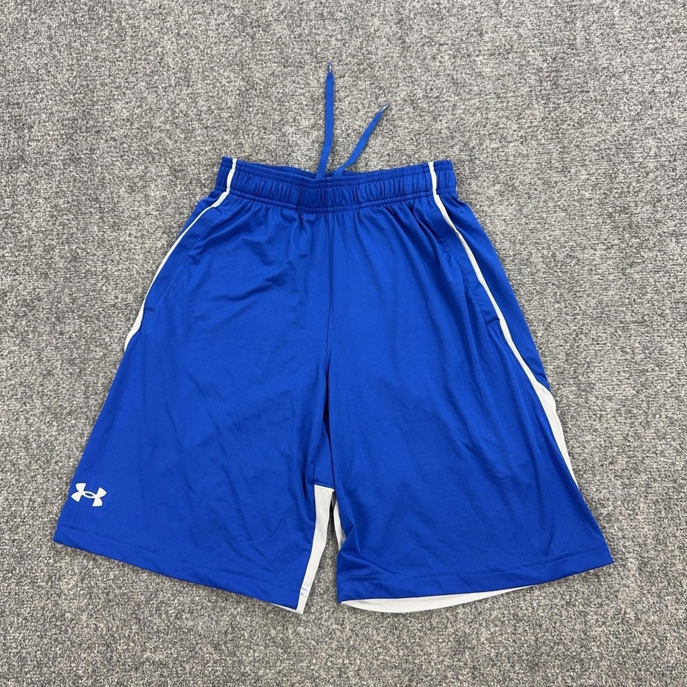 Under Armour Shorts Mens Small Blue Mesh Colorblock 11 Inseam Athletic Gym